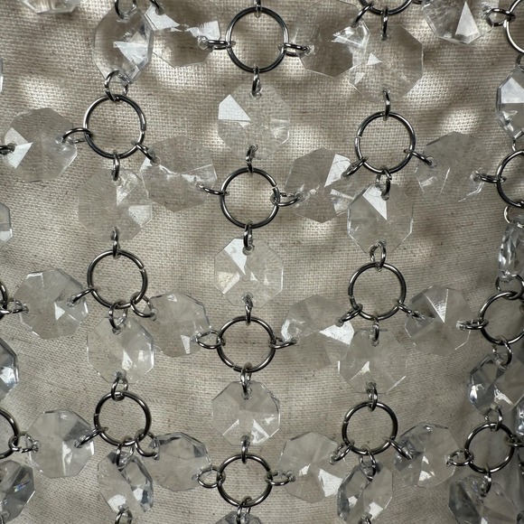 Fashion Nova Kylie Jeweled Mesh Tank Womens Medium Crystal Acrylic Clubwear Top - Picture 4 of 11